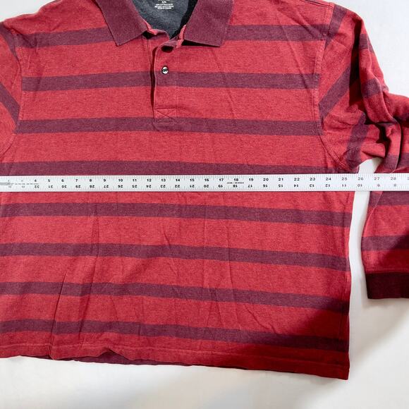 Polo St. John's Bay Men's XL Sueded Jersey Striped 2- Button Henley Long Sleeve - Picture 6 of 10